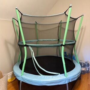 Kids Trampoline with Safety Net - Green and Black